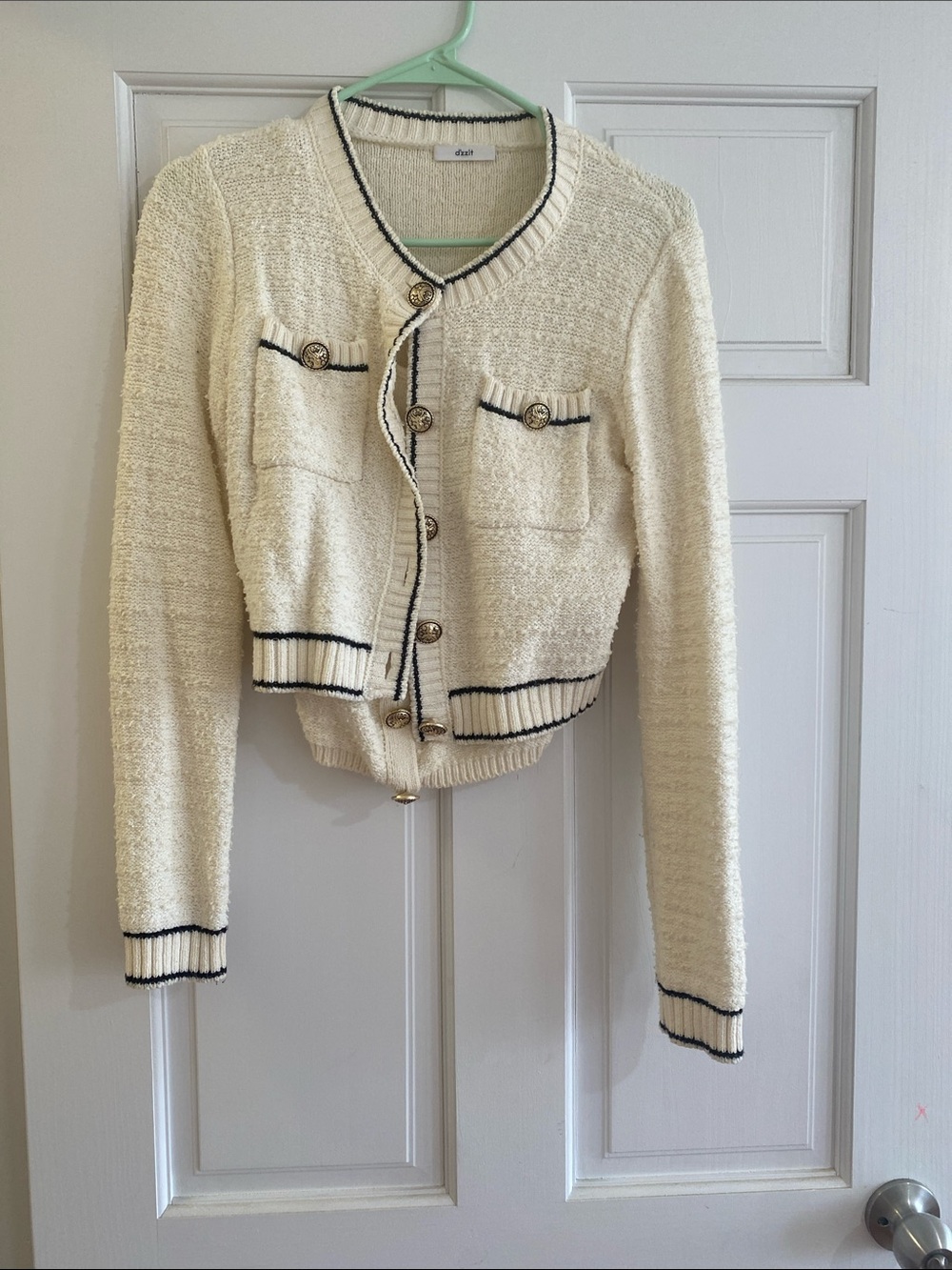 Chic Cream Cropped Button Cardigan Sweater - Unknown Brand